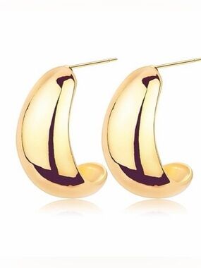 #113 Gold Plated Curved Half-Hoop Earrings